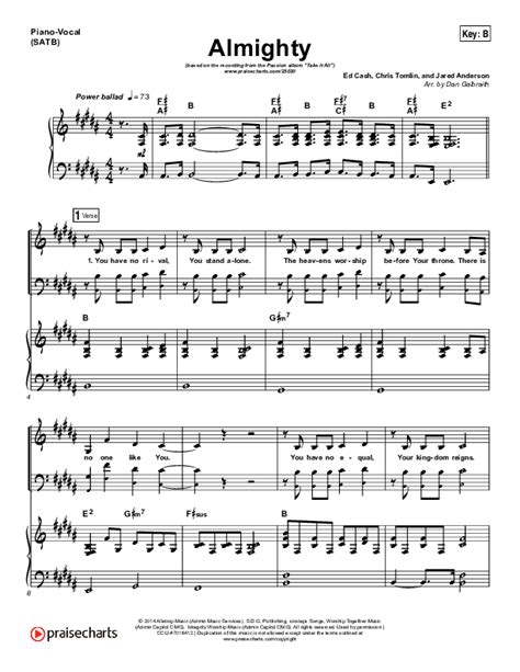 Free Sheet Music Almighty Feat Chris Tomlin Live Passion